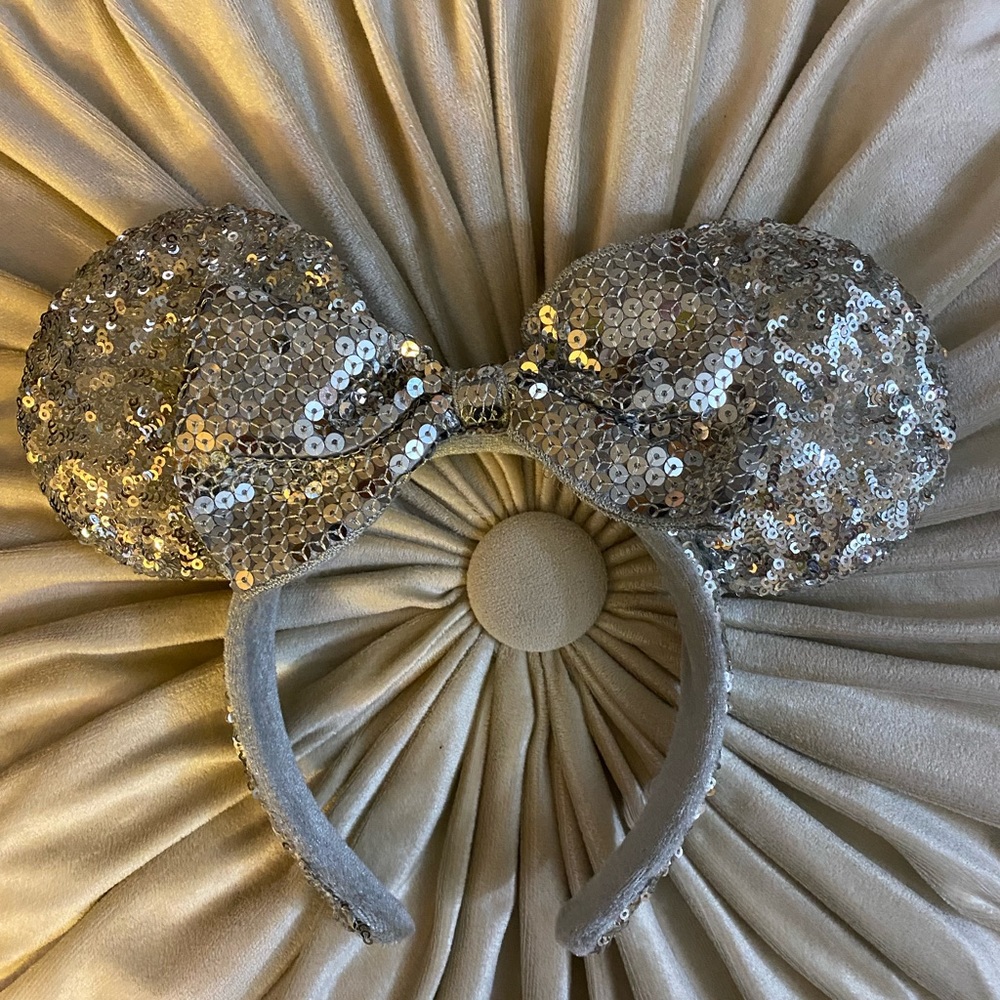 Silver Sequin Mickey Minnie Ears
